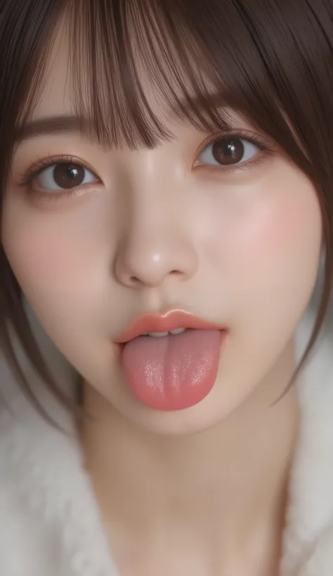 short hair,tongue focus