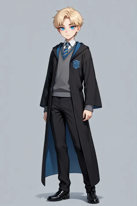 score_9, score_8_up, score_7_up, best quality, masterpiece, 4k resolution, 1boy, solo, youthful, young, full body, blonde hair, clean hair, tidy hair, neat hair, bangs, parted bangs, short hair, blue eyes, sharp eyes, looking at viewer, confident posture,...