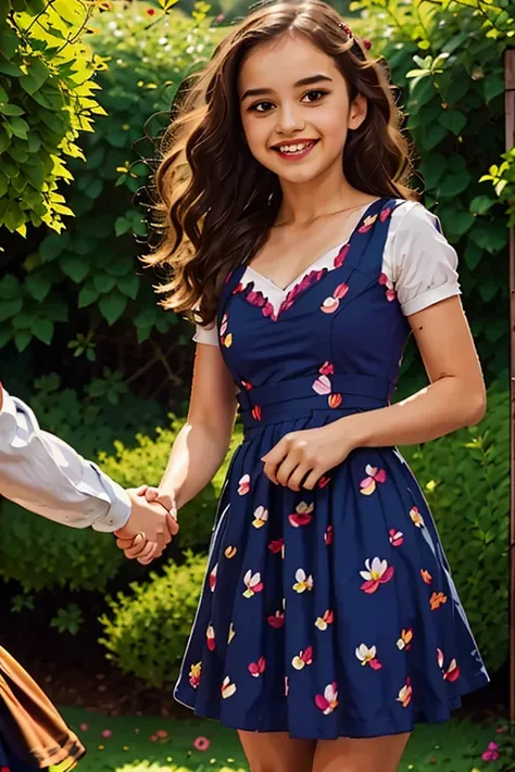 
A Disney princess buying flowers at the local market, dressed in a regal dress among colorful stalls, with paper bags and a kind smile.