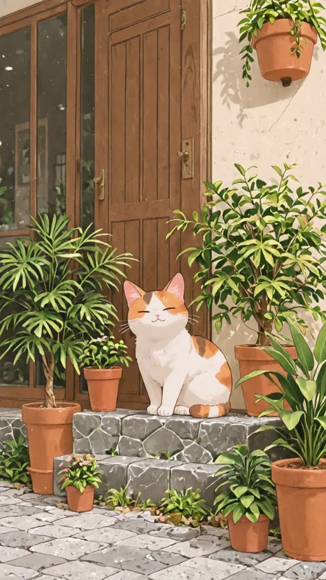 Kokedama、Potted plants、Decorative Stone 、cat