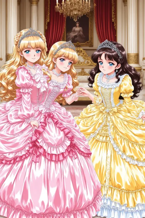 masterpiece, very beautiful, (Anime Coloring, Anime Screenshot), OFFICIAL ART, Illustration, 1990's Anime Style,
1girl, masterpiece, Highest Quality, absurd, OFFICIAL ART, Official Style, Cute Princess, she's smiling,((colorful silk satin victorian style b...