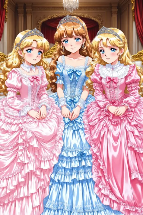 masterpiece, very beautiful, (Anime Coloring, Anime Screenshot), OFFICIAL ART, Illustration, 1990's Anime Style,
1girl, masterpiece, Highest Quality, absurd, OFFICIAL ART, Official Style, Cute Princess, she's smiling,((colorful silk satin victorian style b...