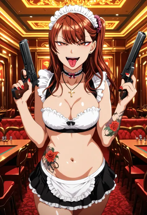 masterpiece,best quality,good quality,newest,
looking at viewer,
solo,IzumiNogami,1girl,brown hair,long hair,hair scrunchie,one -side -up,brown eyes,
nail polish , , makeup , ear piercing , long hair , lipstick , Hot girl , baddie , smoking , sensual , at...