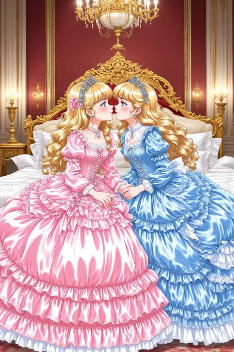 masterpiece, very beautiful, (Anime Coloring, anime), OFFICIAL ART, Illustration, 1990's Anime Style,
1girl, masterpiece, Highest Quality, absurd, OFFICIAL ART, Official Style, Cute Princess, she's smiling,((colorful silk satin victorian style big ball gow...