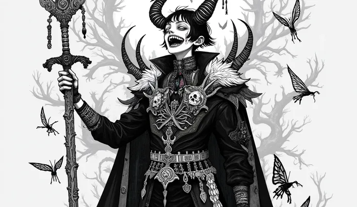 Monstrous Gentleman, Harry Clark style ,David Sims style, 
 Full Body ,  Front Map,( Dynamic Poses:1.6),（Shoulder-mounted sword:3.8),(  Bone Prong Armor  :1.2), ( grey skull shoulder plate:1.2), (Skull Belt:1.2), (phalanx chest covered:1.3), (  Bone Arm Gu...