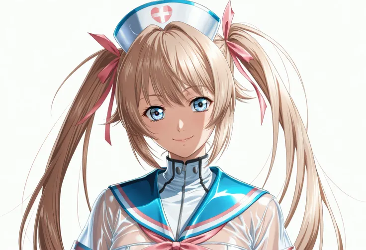 (Yokota Mamoru style),Charming Smile,(portrait :1.4),(Yokota Mamoru style),("light brown hair color that faces the front naturally,Twin Tail Hair"),
("Transcendental Cuteアイドルフェイス"),
("Wear an ultra-clear lateX sailor costume that is all over the short sle...