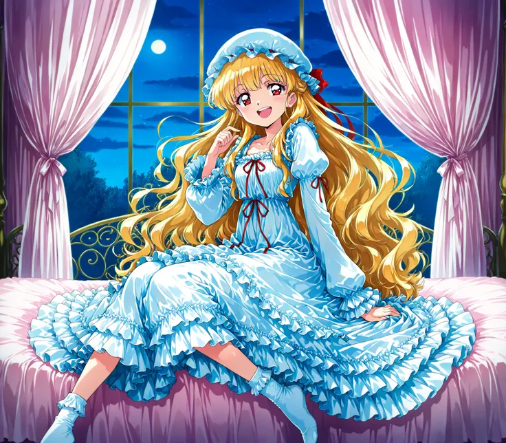 masterpiece, so beautiful, (Anime Coloring, animated screenshot), Official Art, Illustration, 90s Anime Style,
1girl, masterpiece, Highest Quality, Ridiculous, Official Art, Official Style, cute girl,she's laughing, little girl, Before going to bed,((12 ye...