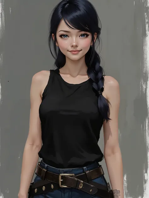 nvinkpunk, marinette Dopanchan, sketch painting, A very beautiful and cute 22 year old woman with a slight smile. (((Shy smile))), sharp focus on the face, (((Western eyes:1.5))), (((Extremely detailed ice-blue eyes, beautiful eyes, beautifully detailed ey...