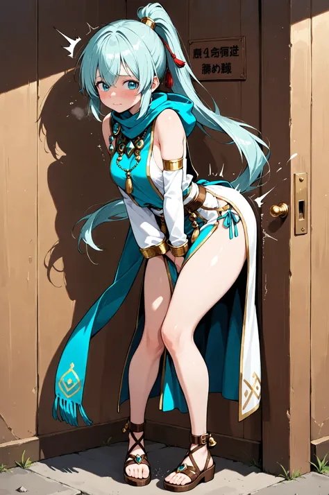 score_9, score_8_up, score_7_up, score_6_up, score_5_up, score_4_up, (extremely detailed and high-quality illustration), (best lighting effects, ultra-realistic), BREAK, outside the public restroom, (several young women), waiting line, Nothing worse than h...