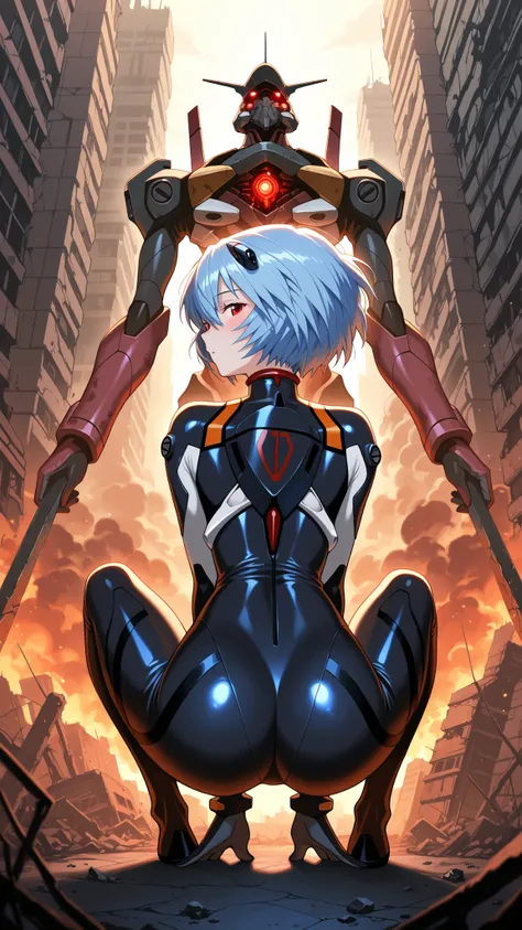 BREAK (masterpiece:1.2), best quality, high resolution, unity 8k wallpaper, (illustration:0.8), (beautiful detailed eyes:1.6),Post-apocalyptic ruined city battlefield, towering skyscrapers shattered and crumbling, massive broken mecha lying across destroye...