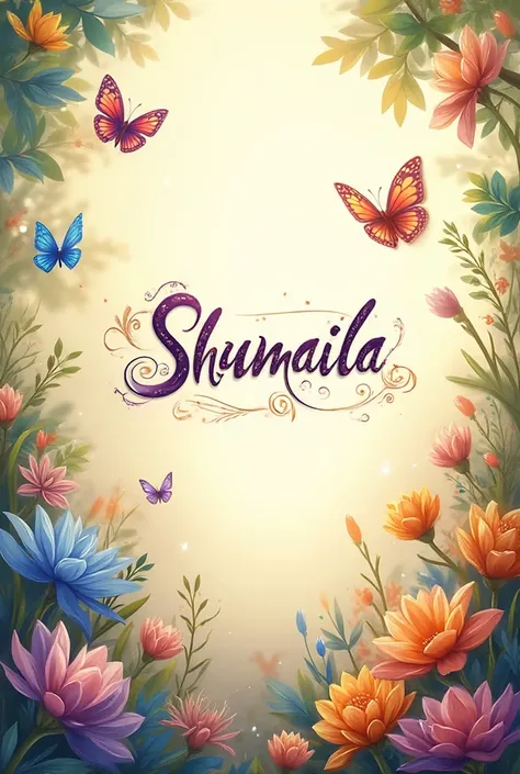 Create the Birthday card and write the name Shumaila and have butterfly on it
