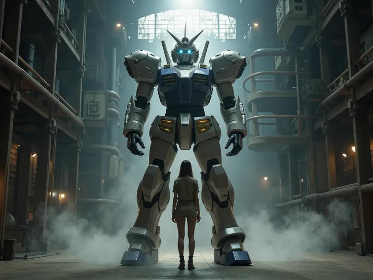 💋:female cadet enters a hangar, to get into her steampunk armor, which forms around her body.
🌟:ultra-realistisch,fotorealistisch,cinematisch,inspired by steampunk aesthetics and the anime series: Gundam Project,8K,sehr detailliert
🌌:The interior of a lar...