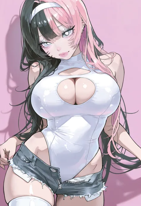 style003, 1girl , solo , long eyelashes , pastel washed out colors , cell shade , aegyo sal , solo , beautiful white eyes , (white lashes), highest quality , High resolution, white inner corner eyeliner, pink lips, spikey eyelashes, glitter eyeshadow, pink...