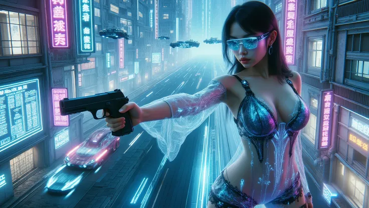 (((high angle view, overhead shot))). (Ryoji Ikeda Style). Translucent Chinese girl in mid-ground, ((half-body thigh level medium:1.8 shot)), long hair, open legs, (((transparent:0.1 short:0.1 shift dress))), cleavage, large-breast:1.2, her short:0.1 pisto...