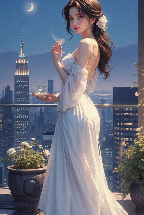 (8K, Highest Quality, Masterpiece), (Realistic, Photorealistic: 1.37), Extremely Detailed

{Woman Standing on a Building Rooftop at Night}

Highly recognizable miniature painting, exquisitely detailed clip art, a dreamy, hyper-realistic fantasy world, a fu...
