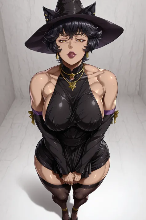 Illust_Neg,,Kali_RWBY,(tan olive skin:1.3),andou hiroyuki style, jewelry, round face,full body , yellow eyes, dark lips ,(masterpiece,best quality,ultra_detailed,highres,absurdres:1.2,amazing quality,very aesthetic),source_anime, regular sized head, milf,s...
