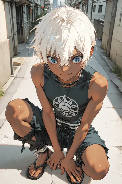 masterpiece, best quality, amazing quality, very aesthetic, high resolution, newest, hyper-detailed, (close up),solo, male character, Short hair, African skin color, slim male figure, blue eyes, ((sharingan eyes )), gentle smile, jounin clothes , full body...