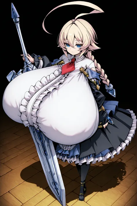 masterpiece, quality, 8k, Super Detailed,
anime style, Anime Coloring, The Shading, hand drawn look, digital painting, soft shading to hold sword, detailed lighting, bright colors, flat color texturは,
1girl, solo,blue eyes,Blonde, Huge ahoge, long hai...