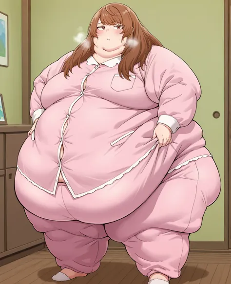 masterpiece, best quality, solo, 1girl, score_9, score_8_up,score_7_up BREAK, 1girl, solo, chubby, fat, very fat, obese, obese arms and legs, sloppy stomach, saggy round breasts, fat face, fupa, double chin, plump, thick thighs, thigh, morbidly obese, immo...