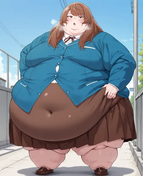 masterpiece, best quality, solo, 1girl, score_9, score_8_up,score_7_up BREAK, 1girl, solo, chubby, fat, very fat, obese, obese arms and legs, sloppy stomach, saggy round breasts, fat face, fupa, double chin, plump, thick thighs, thigh, morbidly obese, immo...