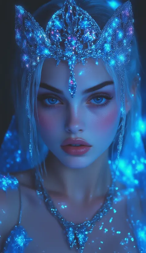  A COMPLETE IMAGE OF AN EXTREMELY BEAUTIFUL WOMAN of  ((23 years)) with European features ((Russian)), Of features of MEGAN FOX , long white hair ,  blue eyes, blushed cheeks,  shiny skin,  white skin, large breasts, Curves of Goddess, luce un hermoso MAJE...