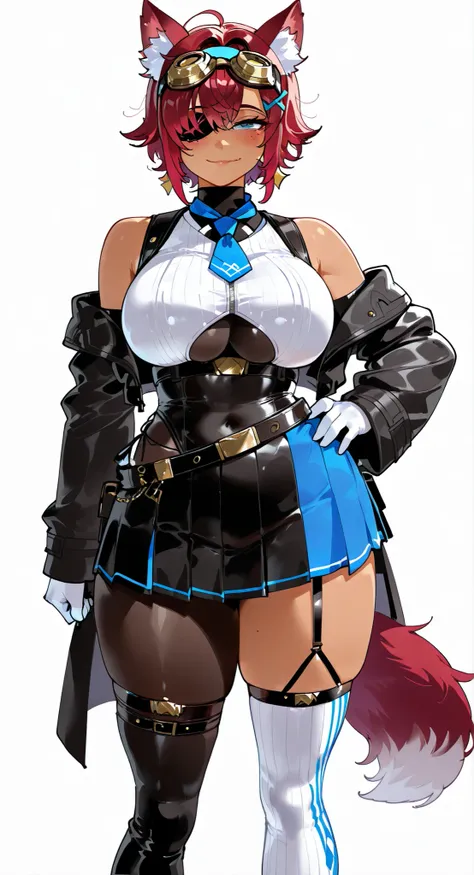 breasts, white cropped vest, bodystocking, miniskirt, undershirt, hand on hip, slim waist, slim thick, leotard clevage, slim female, korean look, skin tight jacket, tight jacket 1girl, leotard, leotard under clothes, cropped vest, underboob cutout, detache...