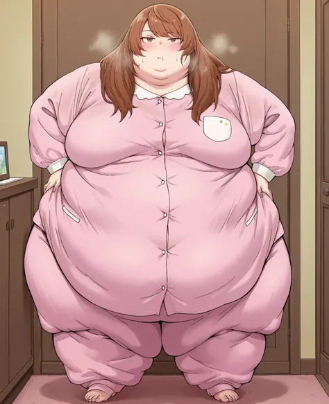 masterpiece, best quality, solo, 1girl, score_9, score_8_up,score_7_up BREAK, 1girl, solo, chubby, fat, very fat, obese, obese arms and legs, sloppy stomach, saggy round breasts, fat face, fupa, double chin, plump, thick thighs, thigh, morbidly obese, immo...