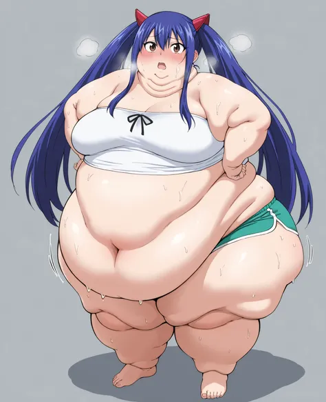 masterpiece, best quality, solo, 1girl, score_9, score_8_up,score_7_up BREAK, 1girl, solo, chubby, fat, very fat, obese, obese arms and legs, sloppy stomach, saggy round breasts, fat face, fupa, double chin, plump, thick thighs, thigh, morbidly obese, immo...