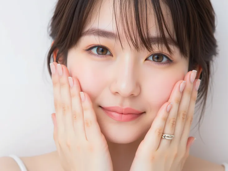 (Refined from an old photo, recreated in a modern, ultra high-quality photorealistic style),
Ultra photorealistic close-up portrait of a beautiful Japanese woman,
upper-body shot, wearing a black outfit (completely out of frame, not visible),
shoulders ...