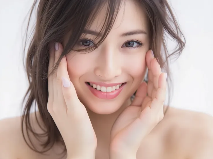 (Refined from an old photo, recreated in a modern, ultra high-quality photorealistic style),
Ultra photorealistic close-up portrait of a beautiful Japanese woman,
upper-body shot, wearing a black outfit (completely out of frame, not visible),
shoulders ...