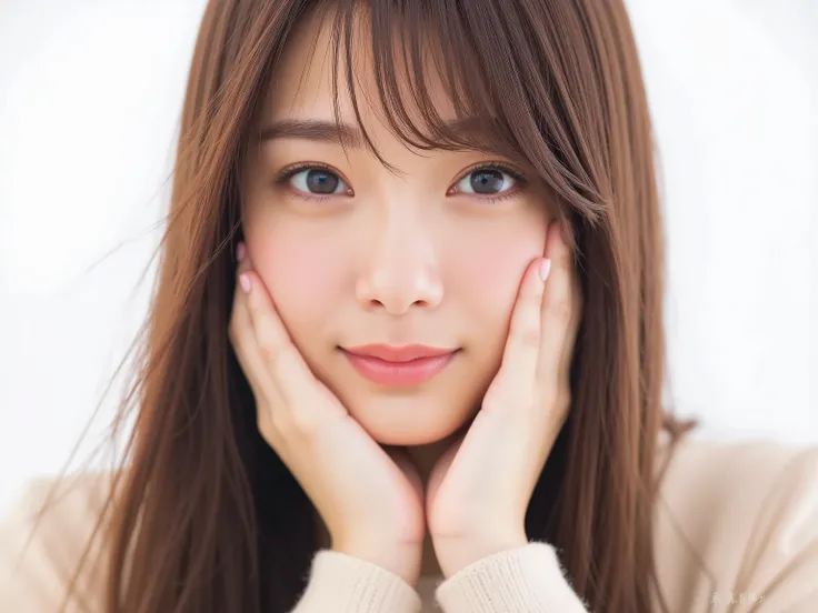 (Refined from an old photo, recreated in a modern, ultra high-quality photorealistic style), 
Ultra photorealistic close-up portrait of a beautiful Japanese woman, 
upper-body shot, wearing a black outfit (completely out of frame, not visible), 
shoulders ...