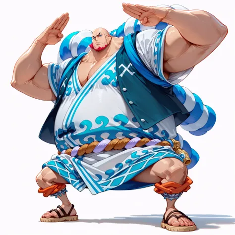 (male), (boy), (large arm), (very fat body), (bald head), (red goatee), (blue eyes), (giant body), (giant character), (solo), (single character), (full body version), (white background), (no background), (highly detailed), (shadow), (standing pose), (natur...