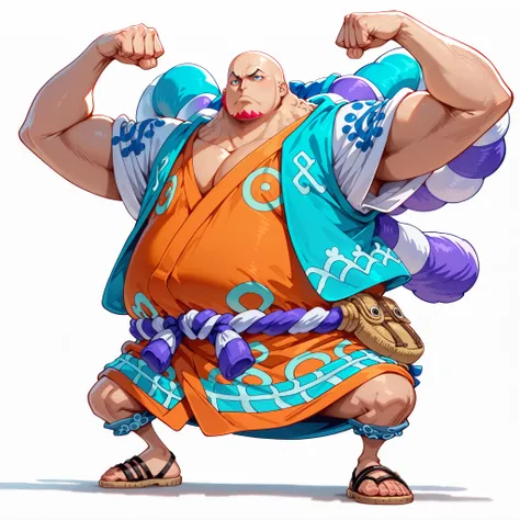 (male), (boy), (large arm), (very fat body), (bald head), (red goatee), (blue eyes), (giant body), (giant character), (solo), (single character), (full body version), (white background), (no background), (highly detailed), (shadow), (standing pose), (natur...