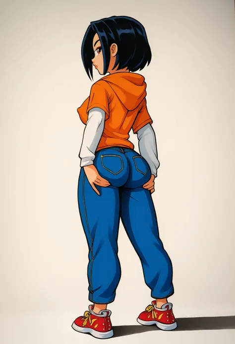 artstyle by Jeff Matsuda and Ken Yi, character portrait, finished concept art, handdrawn, sketched-look, traditional media, professionally-made, impressive quality, alone, centered, jadechan, 1girl, young female, short brat/youngster, black hair, brown eye...