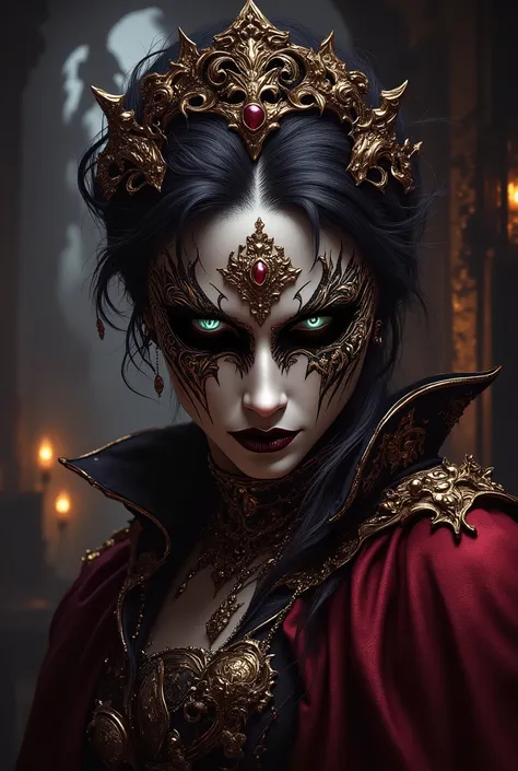 a truly magnificent image of a Masquerade Ball, high quality, high res, professional photography, cinematic angle, detailed, masterpiece, dusk with a soft warm glow lighting, deep depth of field, wide angle