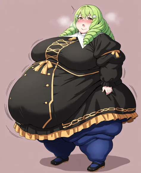 masterpiece, best quality, solo, 1girl, score_9, score_8_up,score_7_up BREAK, 1girl, solo, chubby, fat, very fat, obese, obese arms and legs, sloppy stomach, saggy round breasts, fat face, fupa, double chin, plump, thick thighs, thigh, morbidly obese, immo...