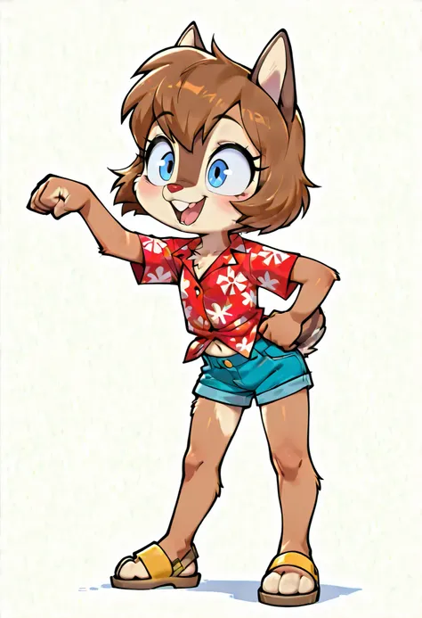 score_9, score_8_up, score_7_up, score_6_up,, hi_res, furry_source, absurdres, masterpiece, best quality, amazing quality, Chip'n Dale Rescue Rangers, 1girl, solo, alone, Femdale, furry, anthro, chipmunk girl, brown fur, blue eyes, chipmunk tail, red nose,...