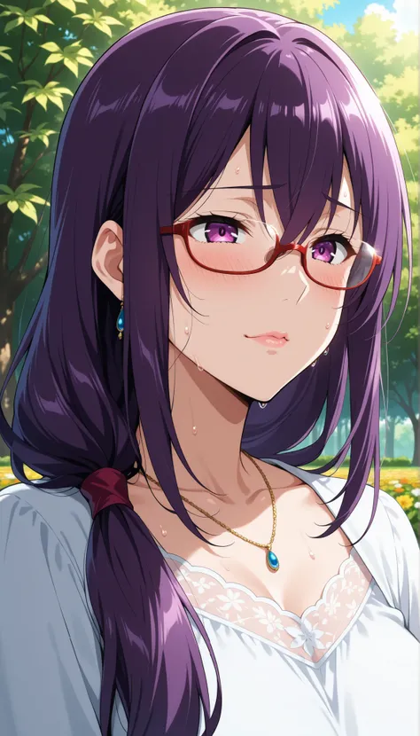 score_9, score_8_up, score_7_up, score_6_up, score_5_up, score_4_up, source_anime, anime art, anime style, masterpiece, Highest Quality, 1girl, mature woman, , , Rize Kamishiro,,Sweating, watching you, lips, , Face of pain, long hair ,Wear Glasses, Casua...