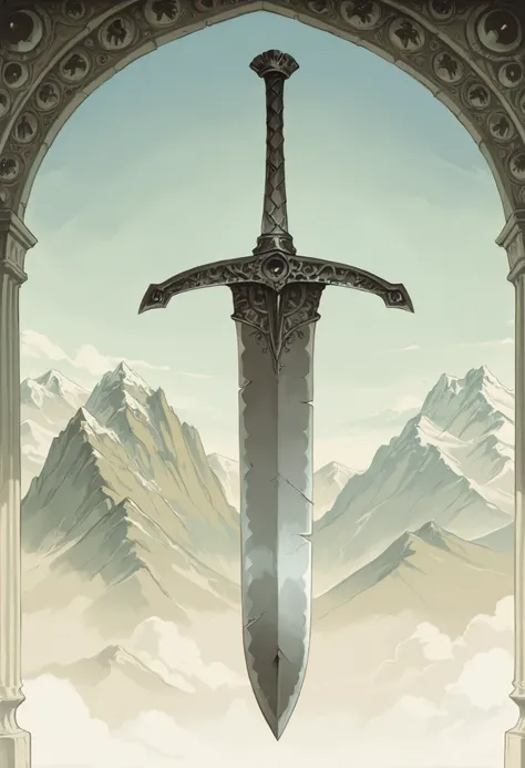 Anime source, (masterpiece), best quality, Anime illustration, stylized, pulp art, beautiful composition, NSFW, Best quality, High quality, Detailed, High resolution, 8k, Ultra high res, PERFECT LONG SWORD Under PERFECT TITS, strait sword , (intricatedetai...