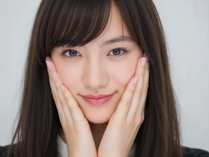 (Refined from an old photograph, Modern recreation of a , with natural waves and transparent bangs, trendy hairstyles in Reiwa style: super high quality photorealistic style、Soft semi-long hair), 
} Soft diffused cinematic lighting {x} ultra-realistic clos...