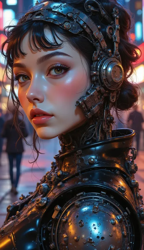 8k resolution,Perfect Frame, Exquisite Beauty ,Ultra-high resolution,Cybo Beauty,Robot Arm,Neon elements,Dynamic Display,Dark Atmosphere,Sci-Fi Feeling