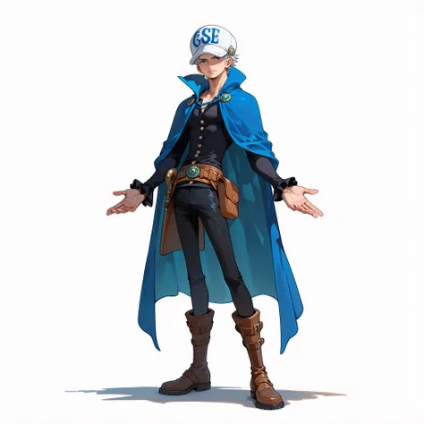 (male), (adult man), (slim body), (short spiky silver hair), (blue eyes), (white baseball cap), (solo), (single character), (full body), (standing pose), (white background), (no background), (highly detailed), (shadow), (detailed outfit), (detailed hands),...