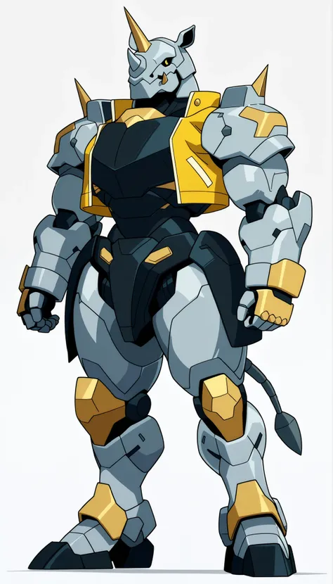 ((Highest quality)), ((loose yellow cropped jacket with light gray background)), (my hero academy style), Standing, 1 eyes , eyes, Mature eyes, Alone, athletic body, muscular body, toned body, thick body, tall body, Standing, full body, robot_form, robot_a...