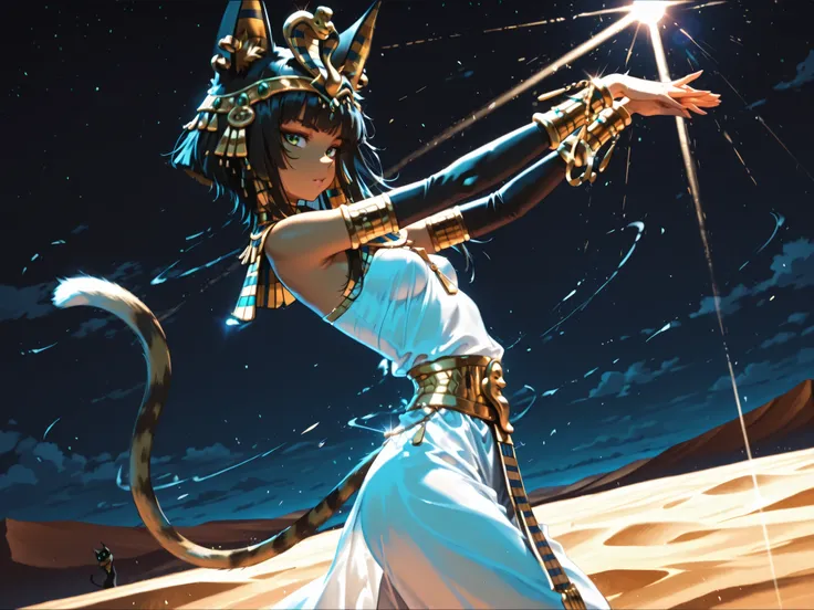 solo, masterpiece, highest quality,
((19 years old)) girl,((Bastet in Egyptian mythology)),
Egyptian God, Egyptian Mythology, Egyptian Costume, Egyptian Gold Accessories, Mayan Clothing,
blown asymmetrical hair, completely straight,
, blown cat ear, blo...