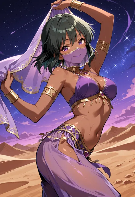 Score_9, score_8_up, score_7_up, source_anime, natalia/(idolmaster/), solo, short hair, dark green hair, purple eyes, dark skin, (best quality), (high quality), {masterpiece}, extremely delicate and beautiful, ultra-detailed, beautiful detailed eyes, purpl...