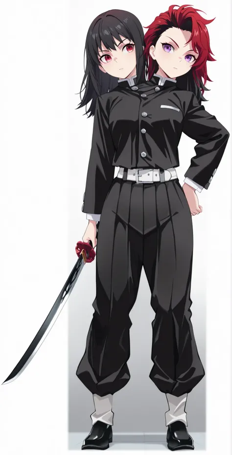 (masterpiece) , (ultra-detailed) , (high quality) , (high resolution) , (best quality:1 . 5 , highres , UHD) , highres , absurdo , ultra detail , ultra quality , Ultra resolution , 16k , 1girl , ((2heads:1 . 5)) , ((red hair)) , ((black hair)) , (different...