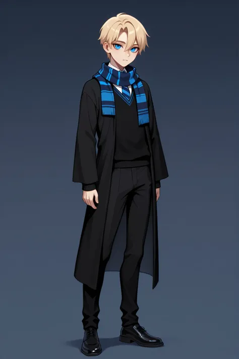 score_9, score_8_up, score_7_up, best quality, masterpiece, 4k resolution, 1boy, solo, youthful, full body, blonde hair, clean hair, tidy hair, neat hair, bangs, parted bangs, hair between eyes, short hair, blue eyes, sharp eyes, looking at viewer, confid...