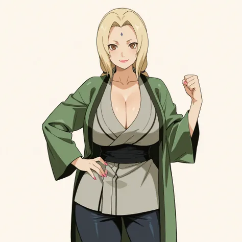 masterpiece, ultra-HD, impressionism, high detail, best quality, very aesthetic, 8K, best quality, beautiful, ultra-high resolution, 32K UHD, 1woman, mature female, solo, tsunade, blonde hair, long hair, low twintails, brown eyes, eyelashes, pink lips, pin...