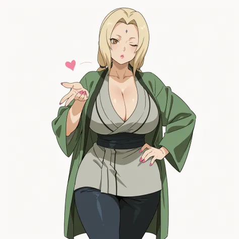 masterpiece, ultra-HD, impressionism, high detail, best quality, very aesthetic, 8K, best quality, beautiful, ultra-high resolution, 32K UHD, 1woman, mature female, solo, tsunade, blonde hair, long hair, low twintails, brown eyes, eyelashes, pink lips, pin...