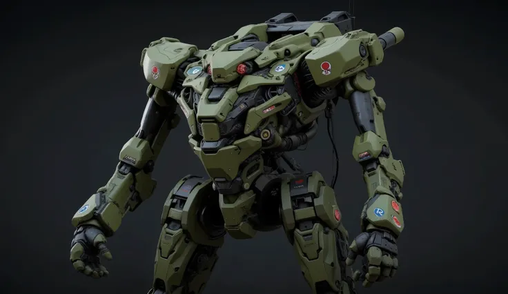 8k,realistic skin texture、 superrealism、realistic photography、Near future軍所属の日系女性パイロットが大型ロボットのコックピットに乗っている、 Damaged moss-green combat robot 、Skull mark , drawn on armour 、Near future、 parts picture and identification number 、Peeling paint、oil stains 、det...